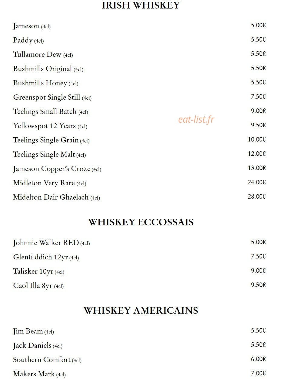 Ma nolan's irish pubs — carte page 6