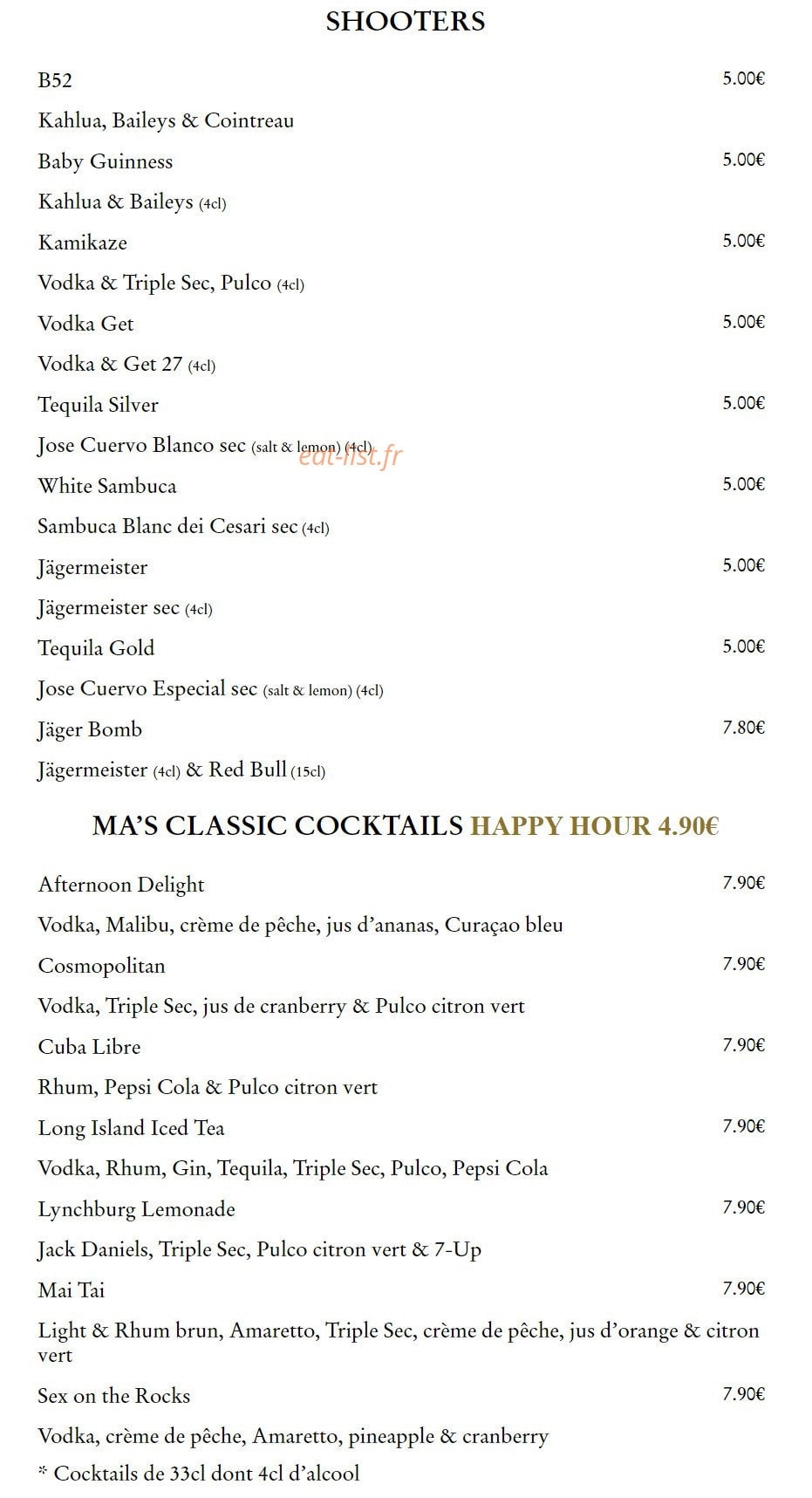 Ma nolan's irish pubs — carte page 7