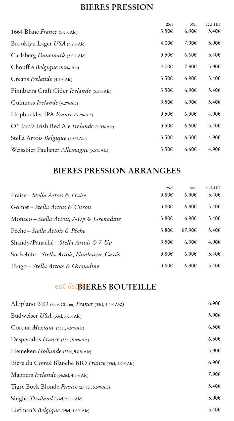 Ma nolan's irish pubs — carte page 3