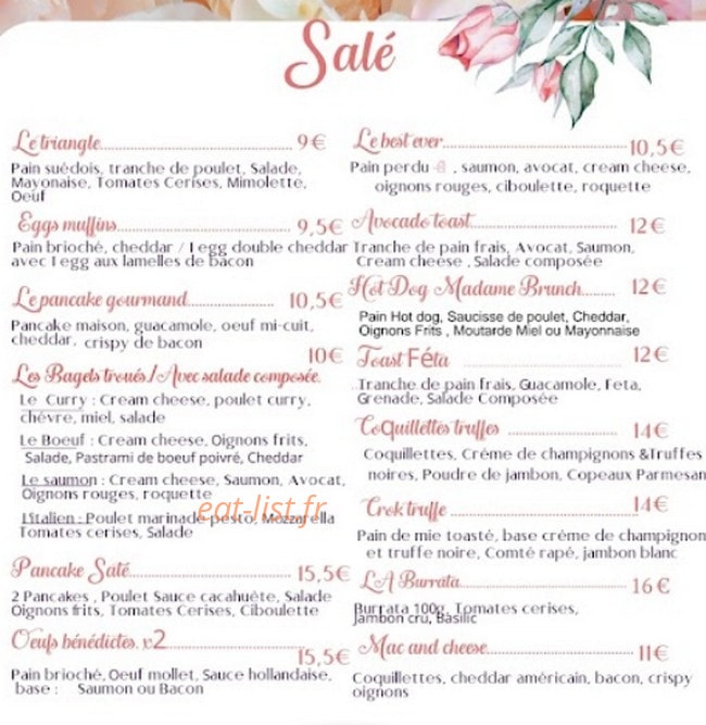 Madame Brunch — carte page 2