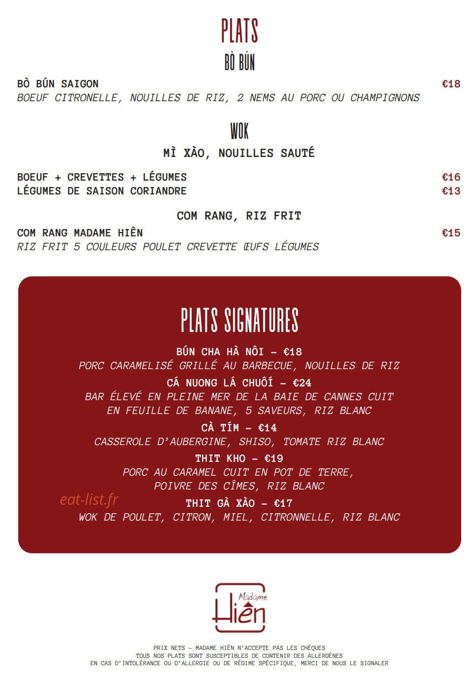 Madame Hien — carte page 7