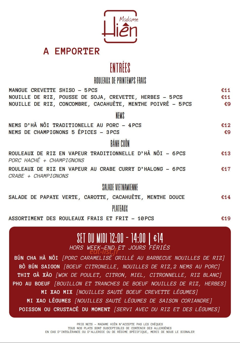 Madame Hien — carte page 6