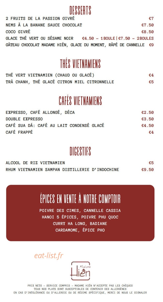 Madame Hien — carte page 3