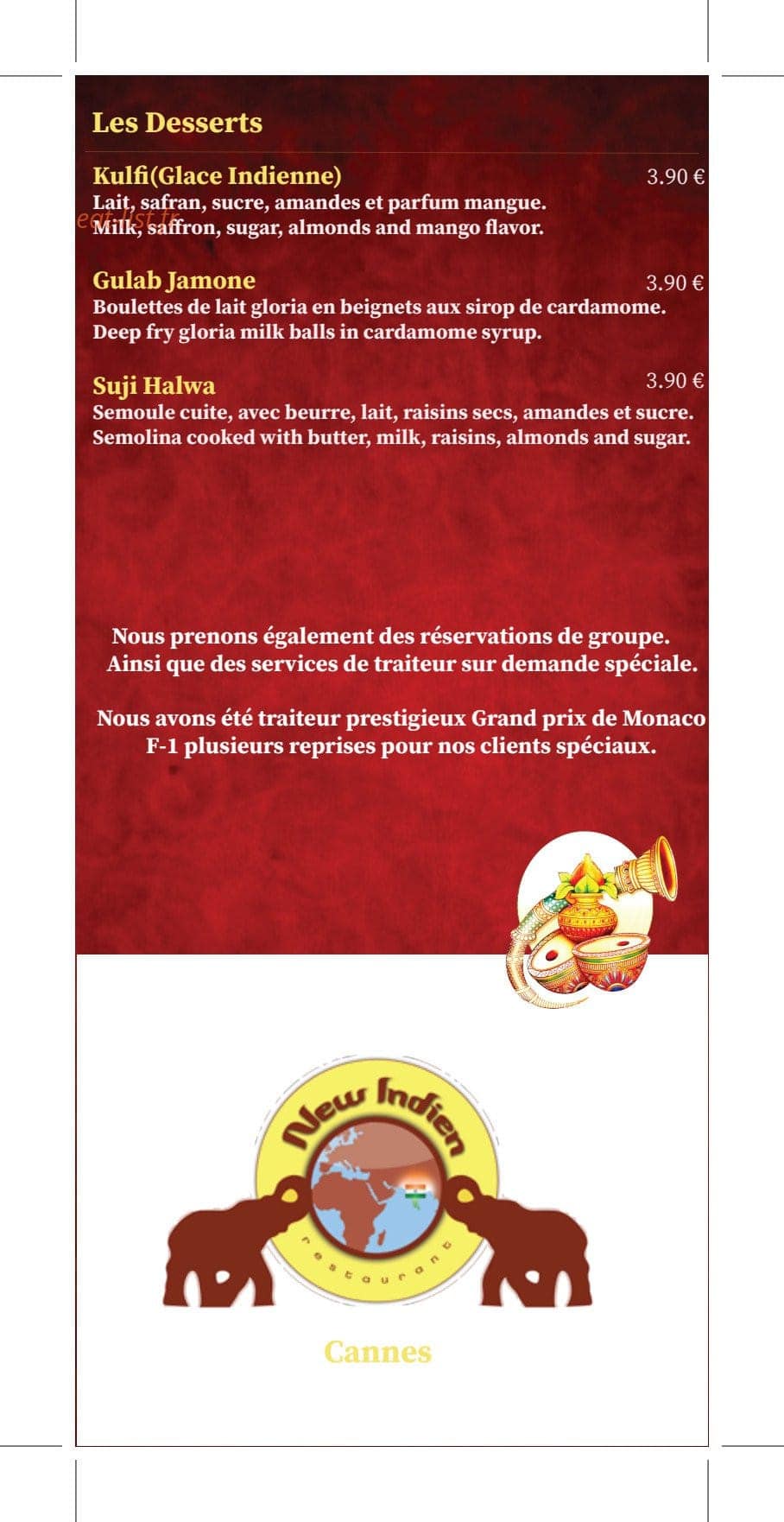 New Indian — carte page 6
