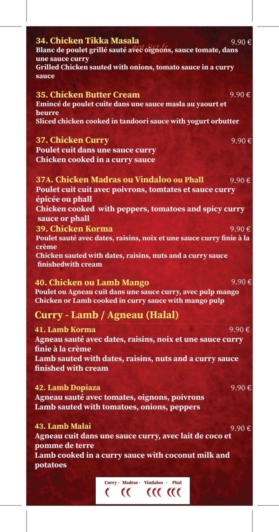 New Indian — carte page 3