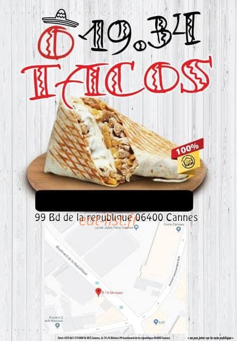 Ô 19.34 Tacos — carte page 1