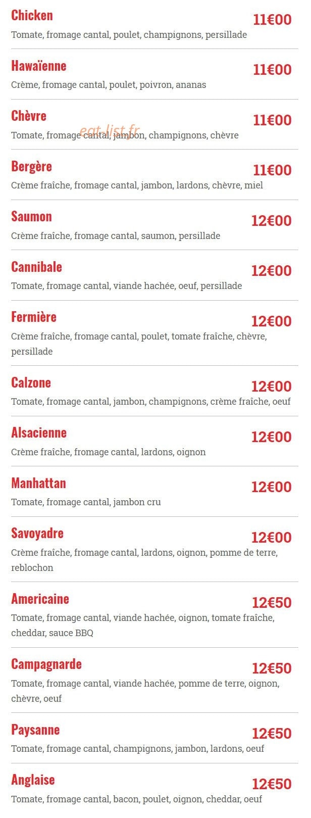 Pizza compagnie — carte page 2