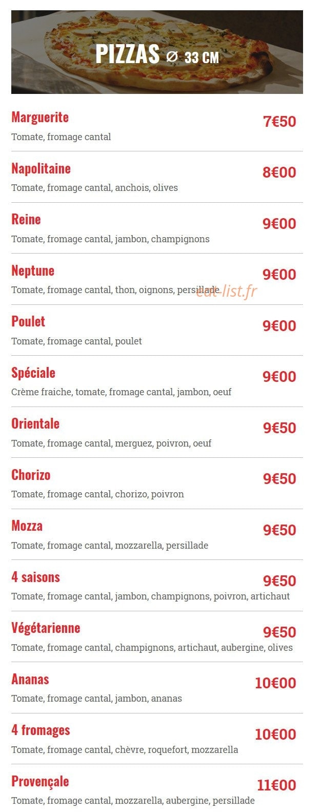 Pizza compagnie — carte page 1