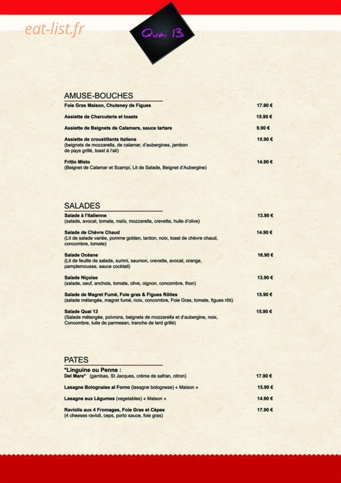 Quai 13 — carte page 2