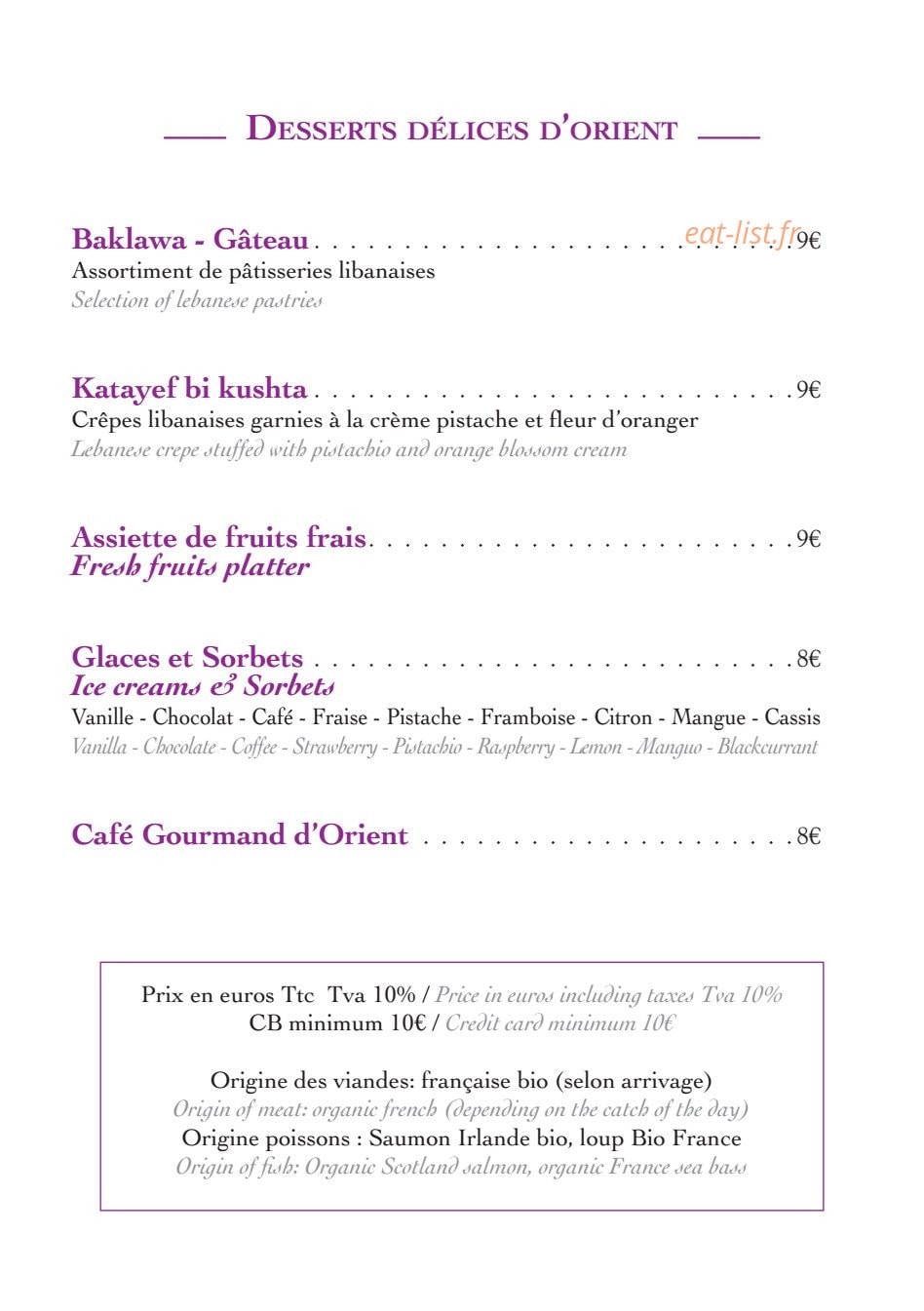 Restaurant du casino — carte page 3