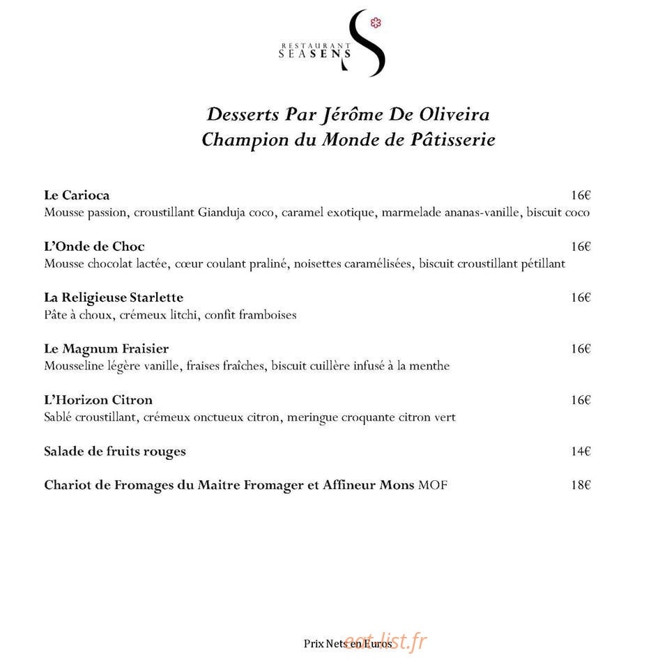 Restaurant Sea Sens — carte page 4