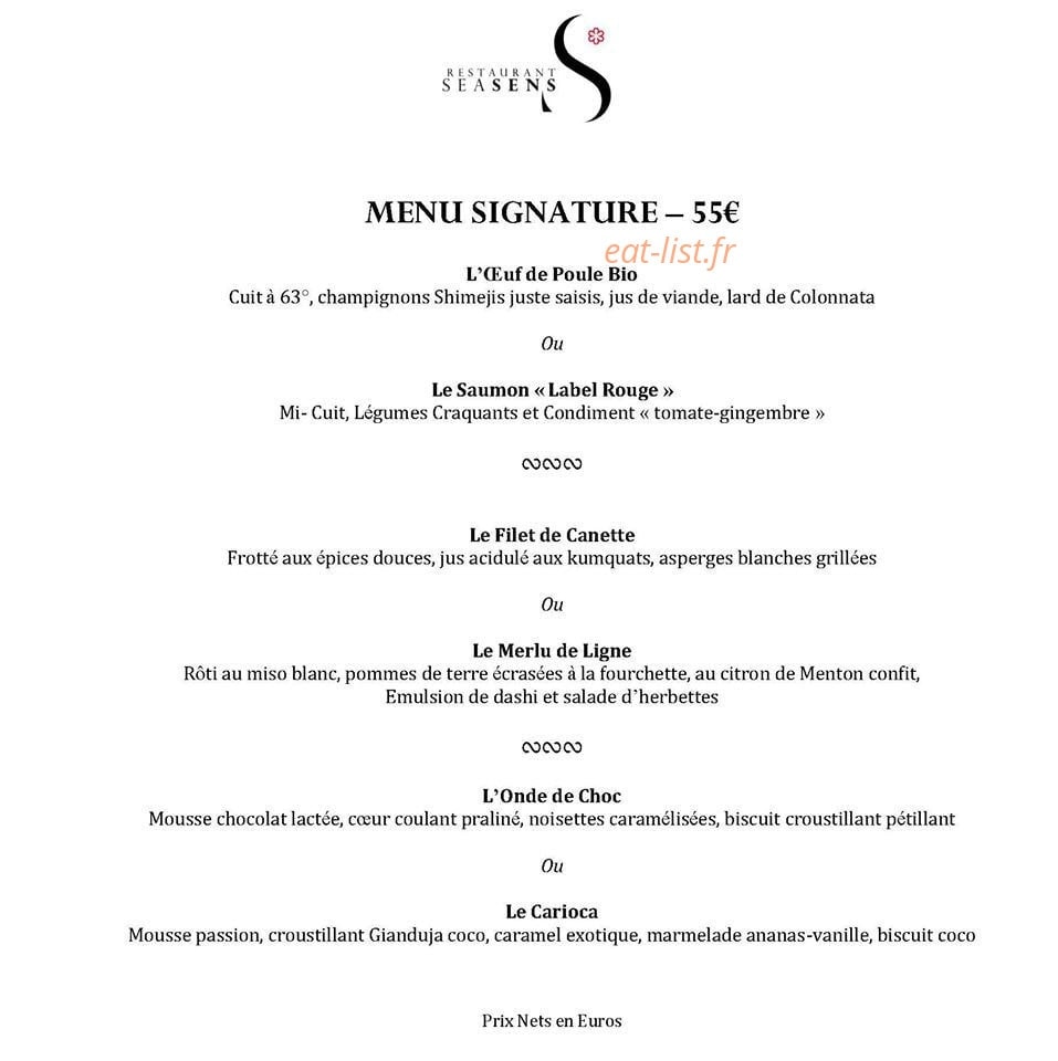 Restaurant Sea Sens — carte page 5