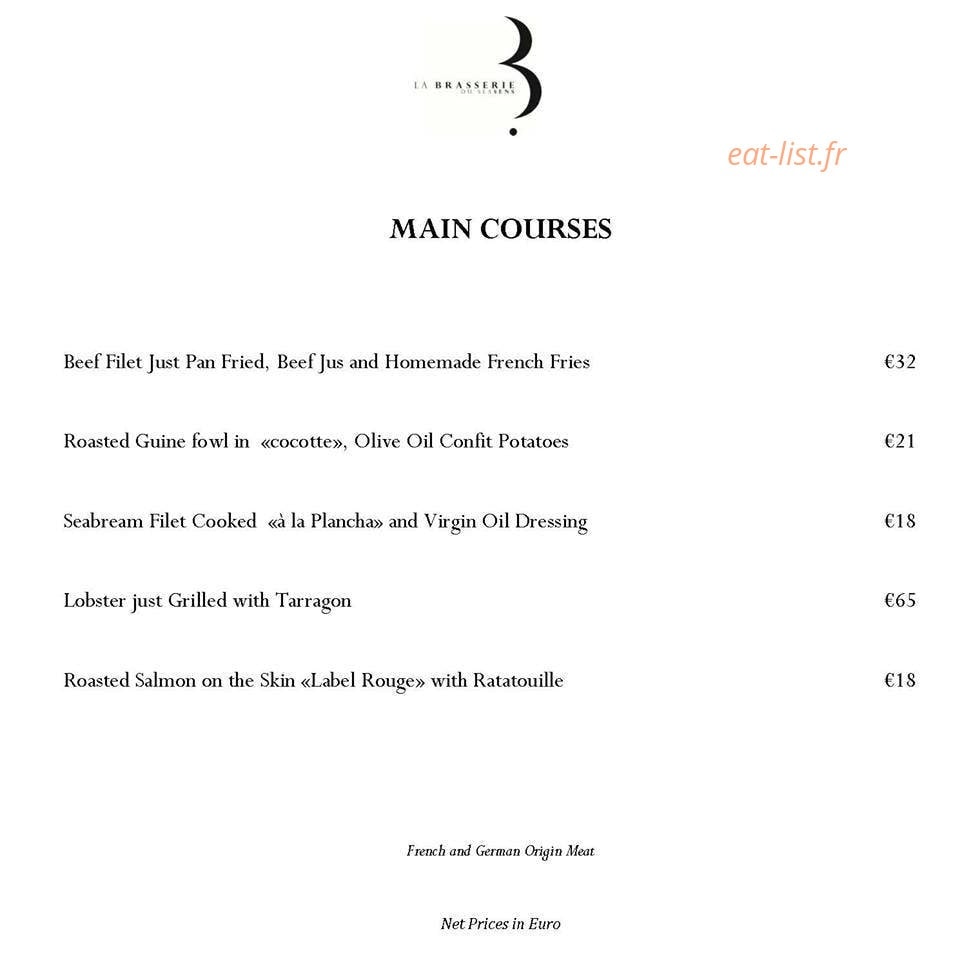Restaurant Sea Sens — carte page 8