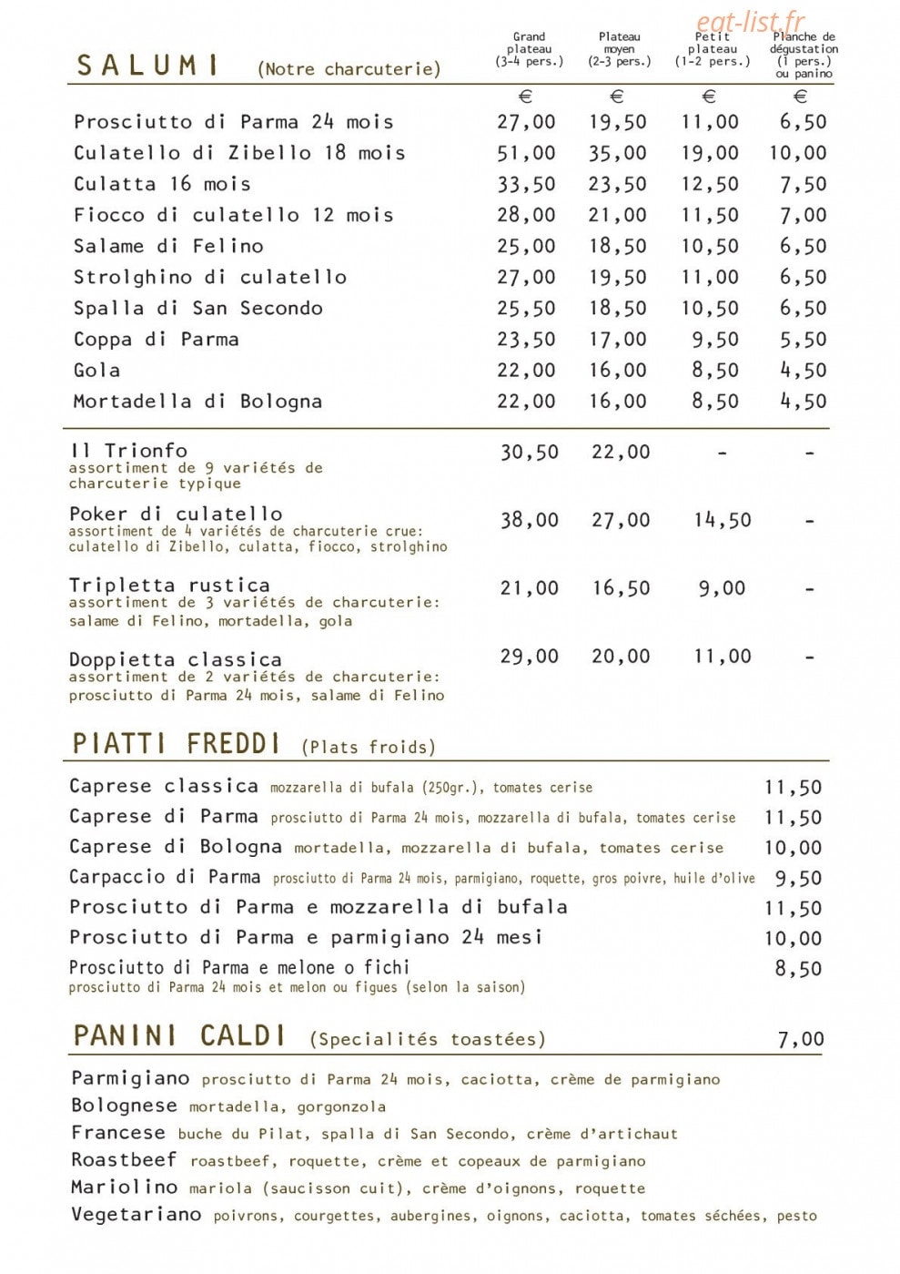 Salsamenteria di Parma — carte page 3