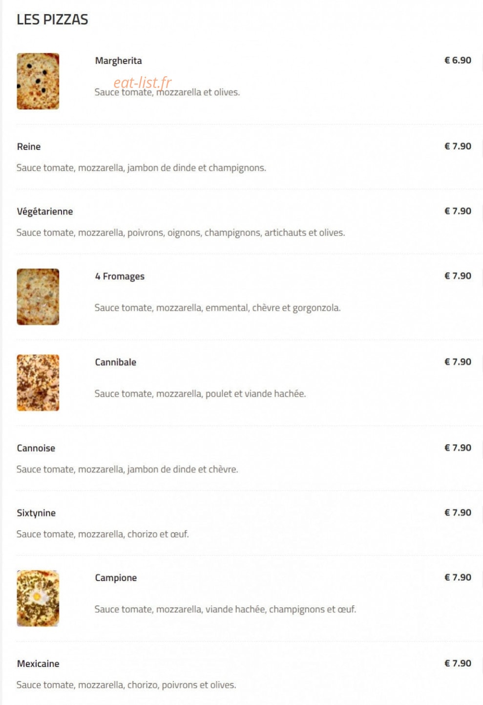Sixtynine Pizza — carte page 1