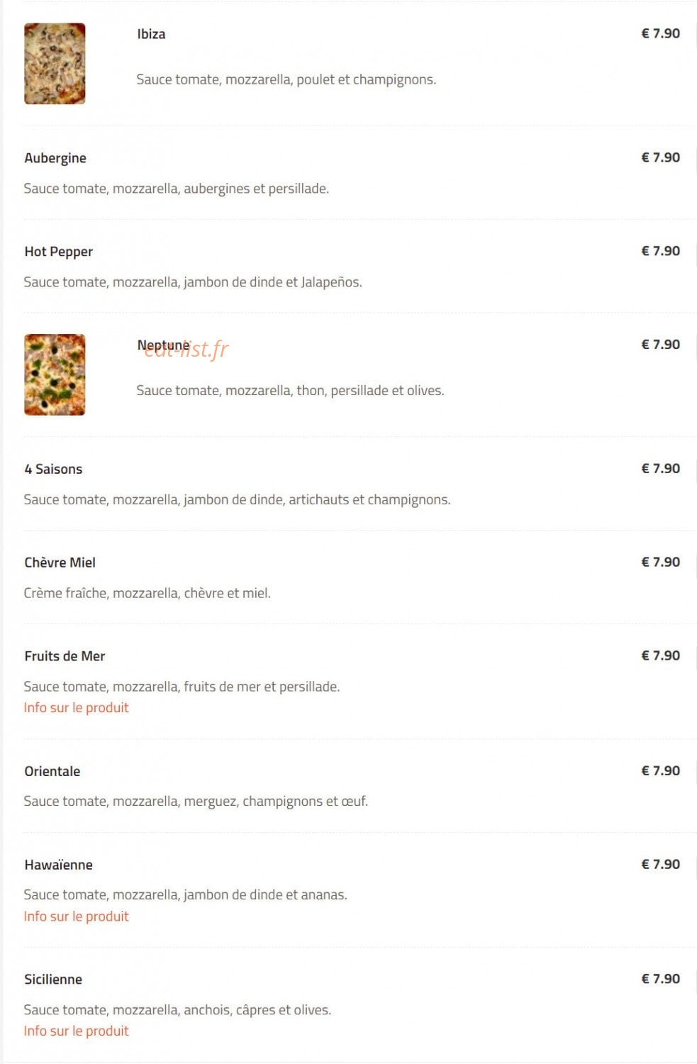 Sixtynine Pizza — carte page 2