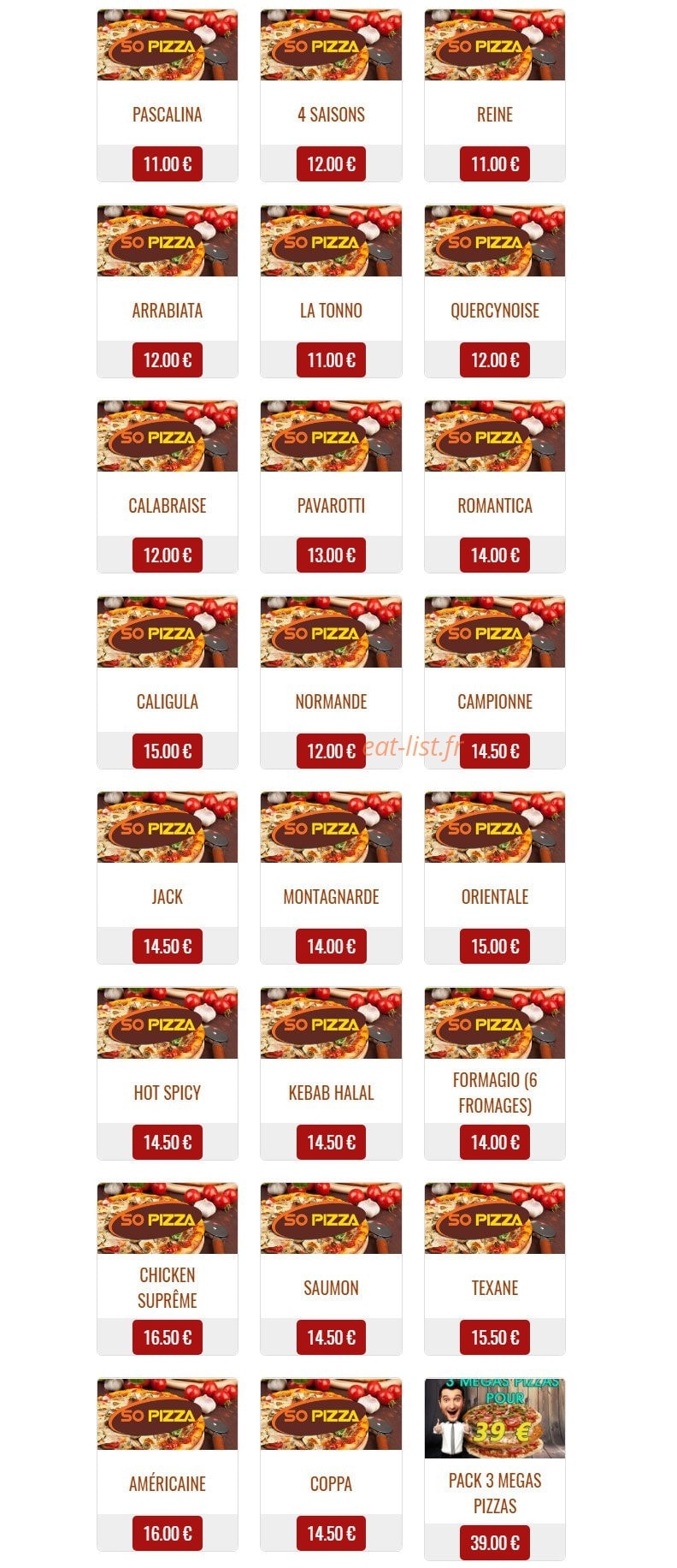 So Pizza — carte page 2