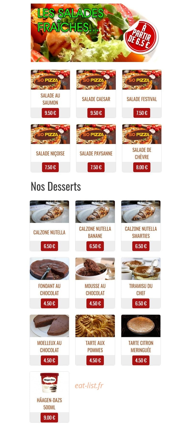 So Pizza — carte page 5