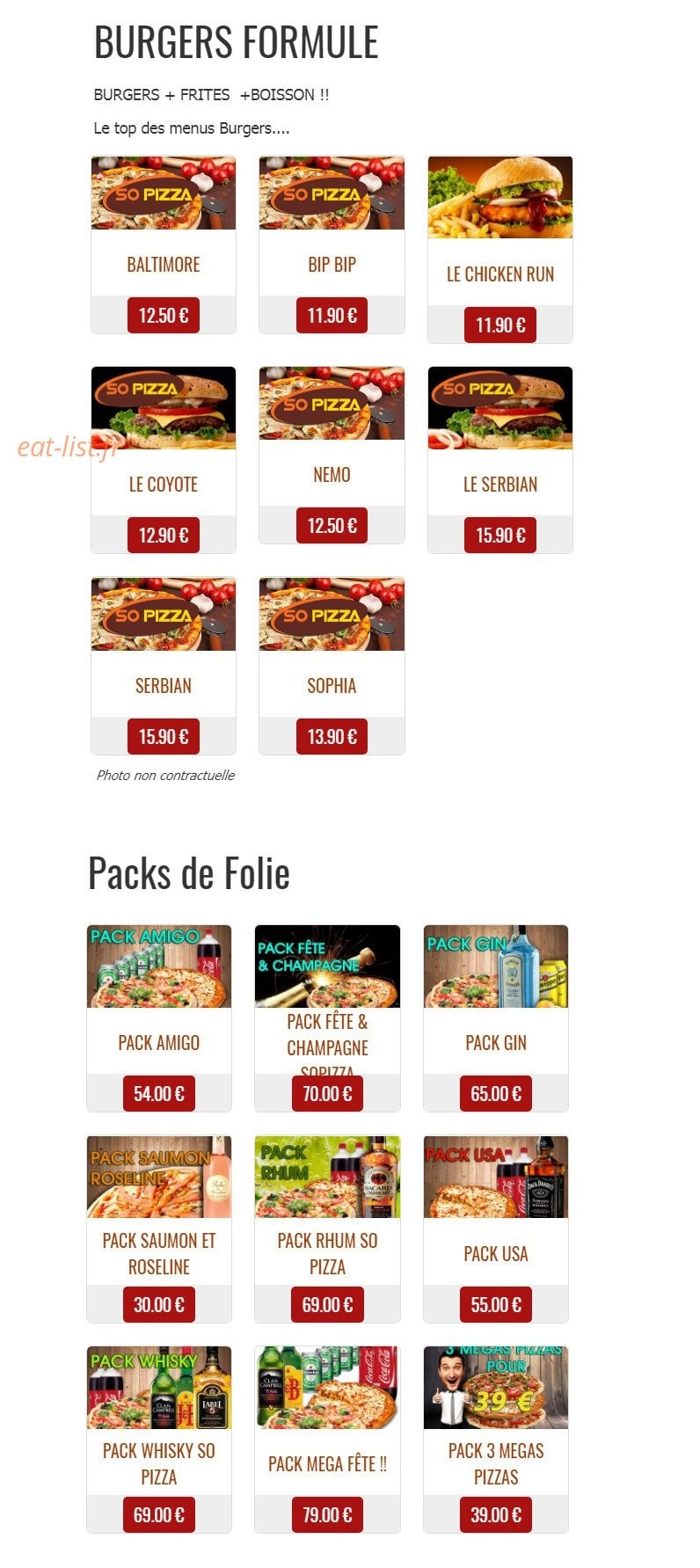 So Pizza — carte page 3