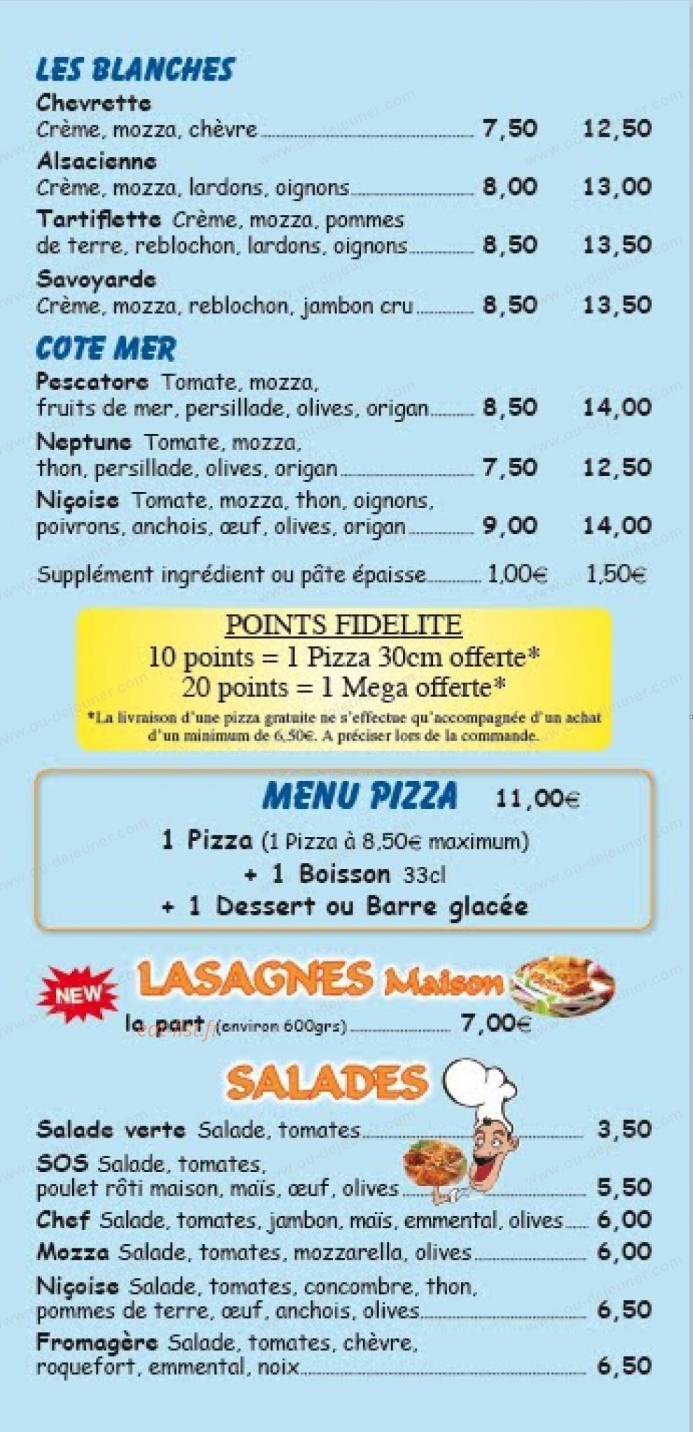 Sos Pizza — carte page 2