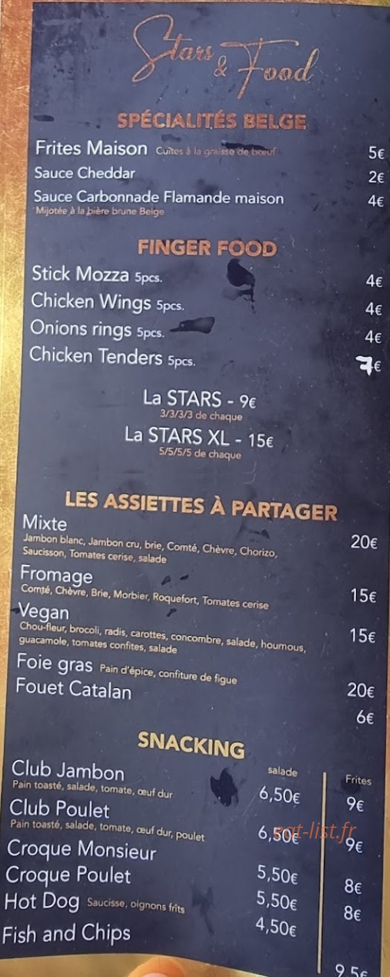 Stars & Beers — carte page 1