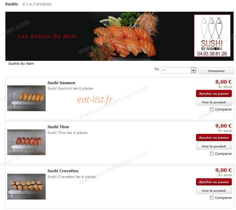 Sushi by Nam — carte page 1