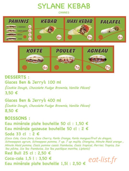 Sylane Kebab — carte page 2