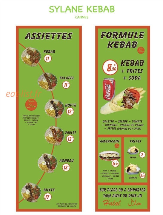 Sylane Kebab — carte page 1