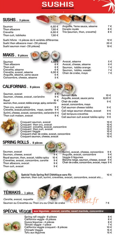 Yoda Sushi — carte page 3
