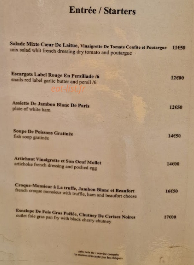 Yvan's — carte page 1