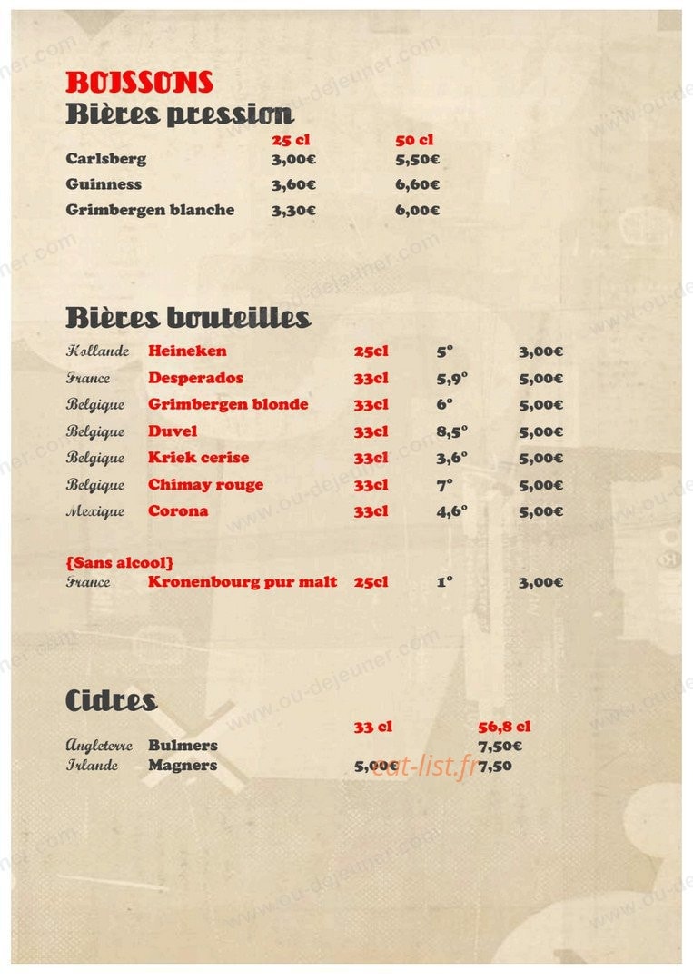 Café Brun — carte page 10