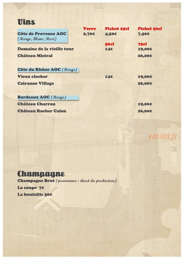 Café Brun — carte page 8