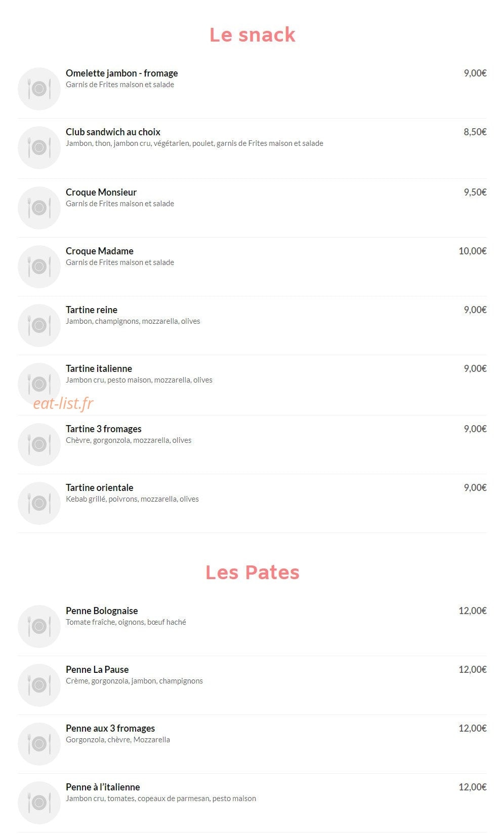 La Pause — carte page 3