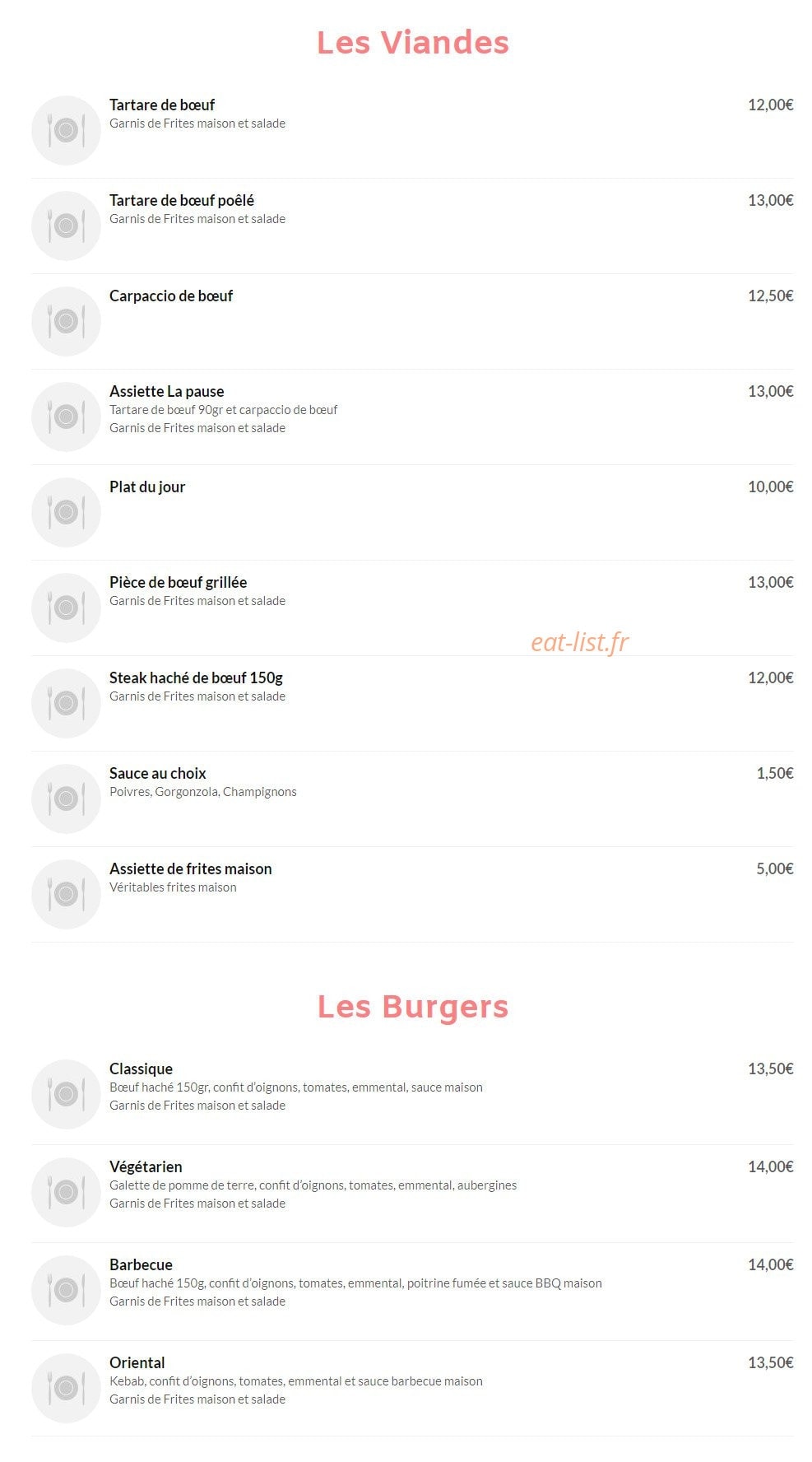 La Pause — carte page 4