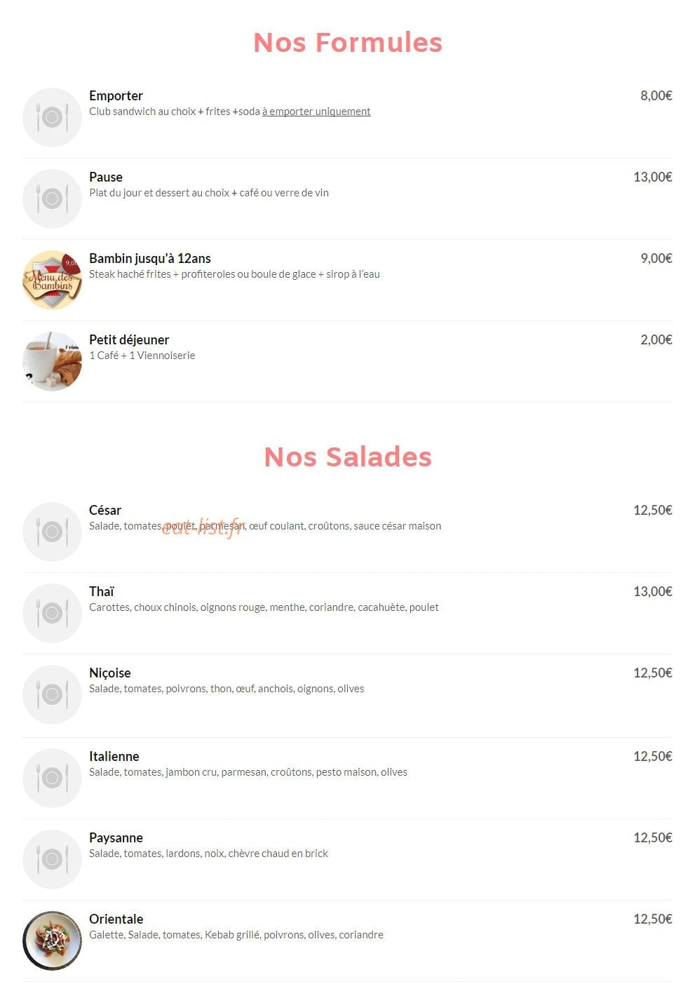 La Pause — carte page 2