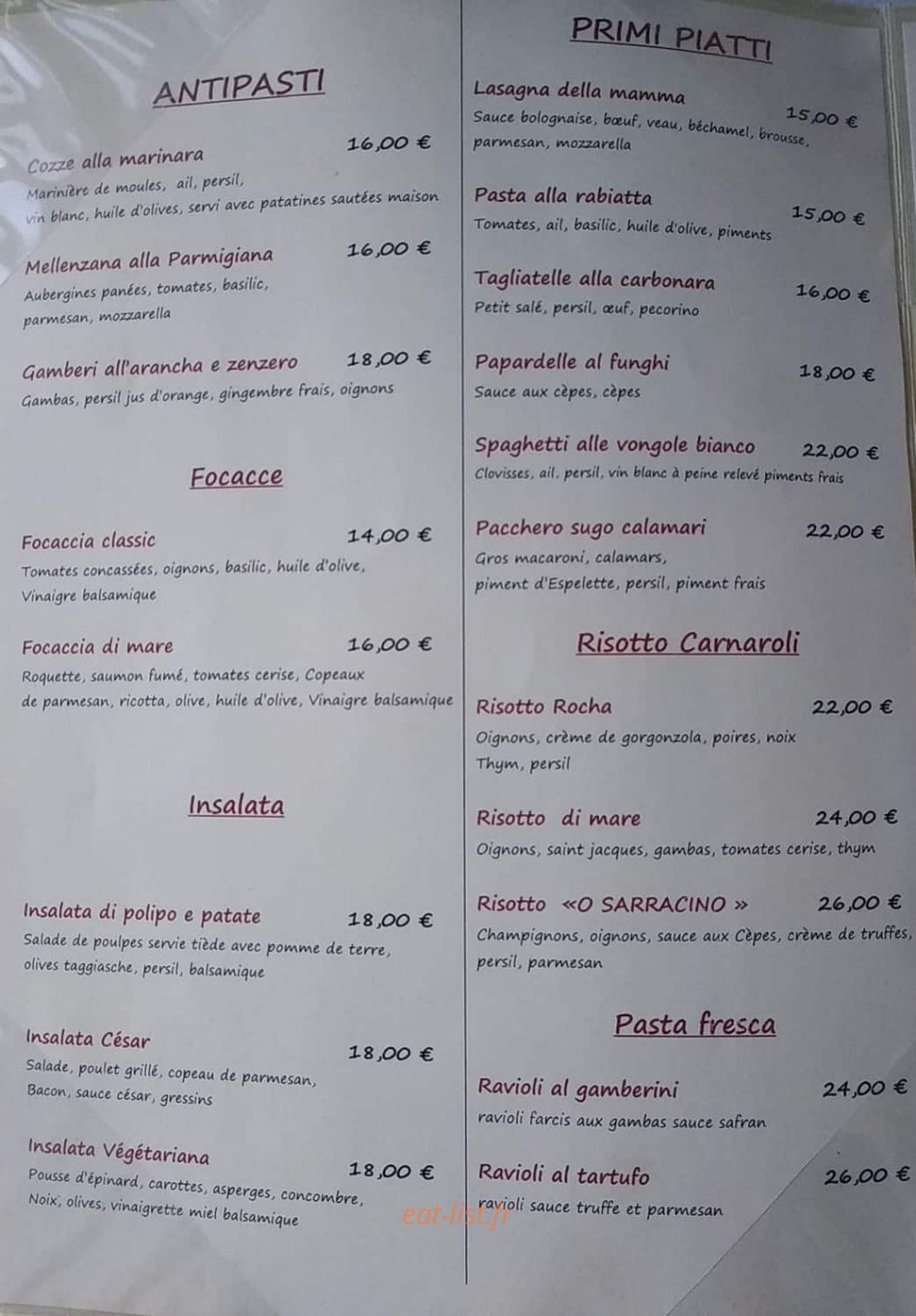 O'Sarracino — carte page 1