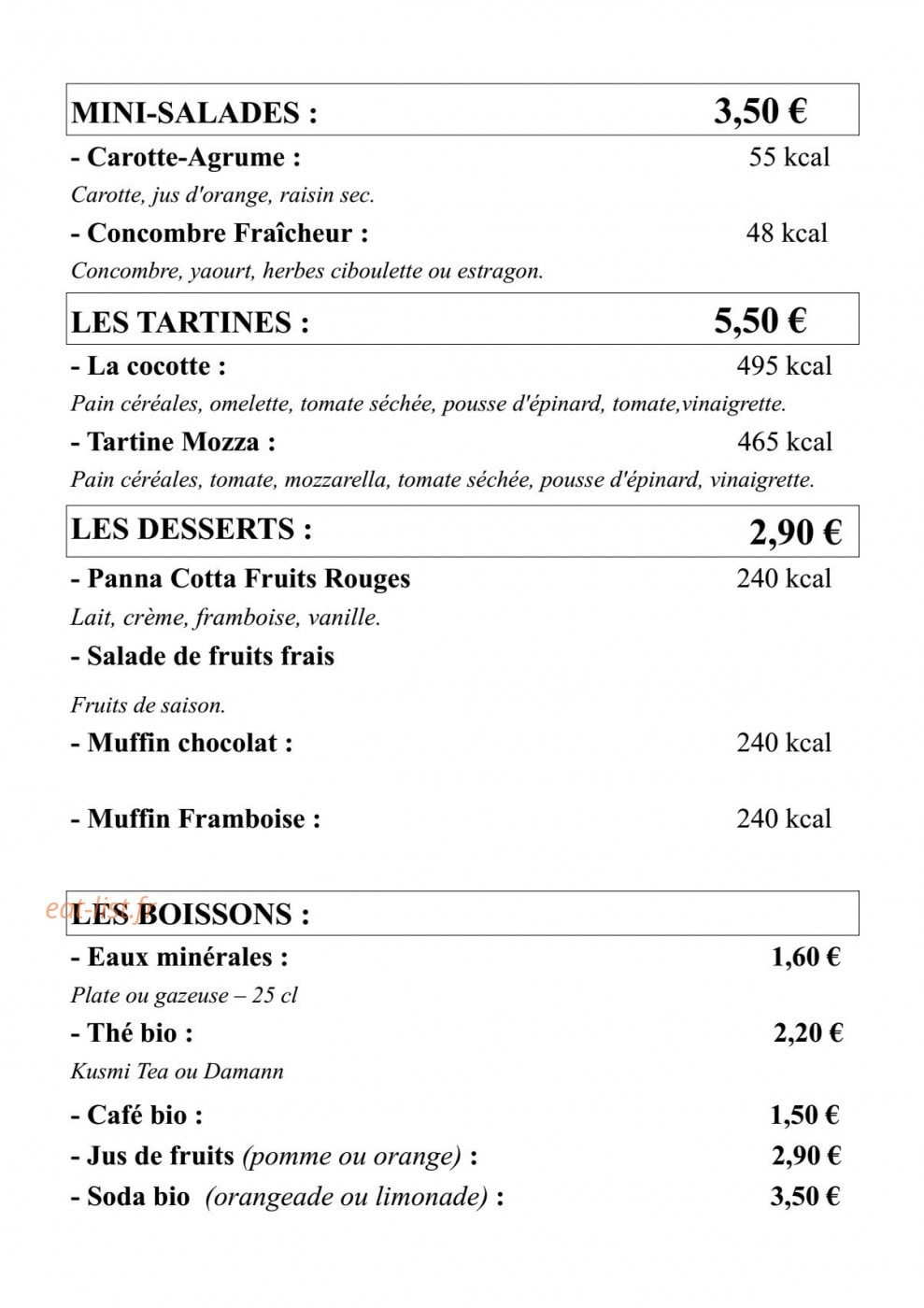Pure deLight — carte page 2