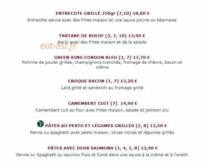 The Green King — carte page 3