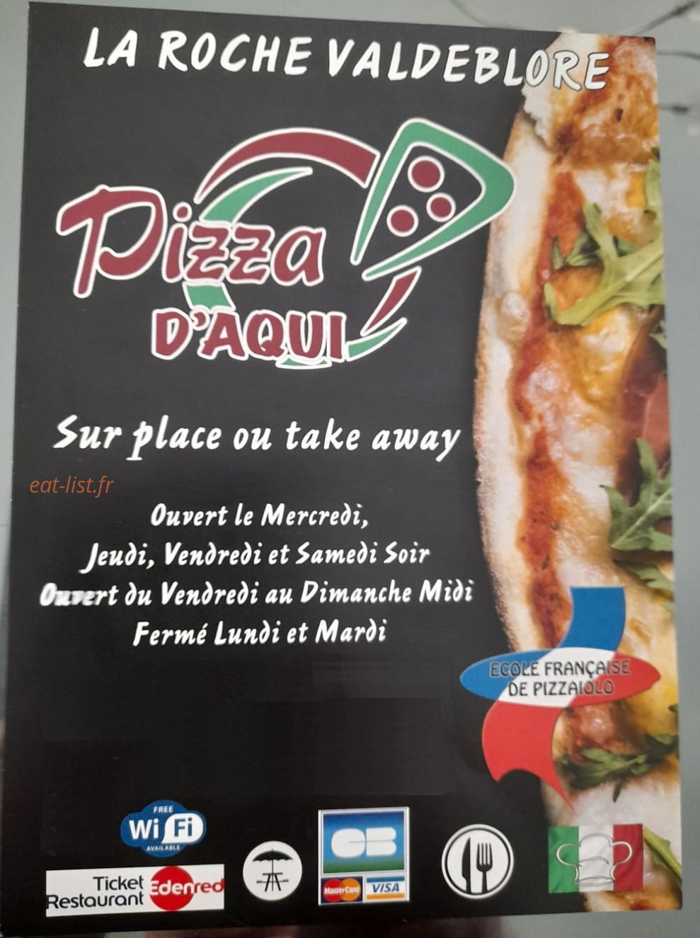 Pizza d'Aqui — carte page 1