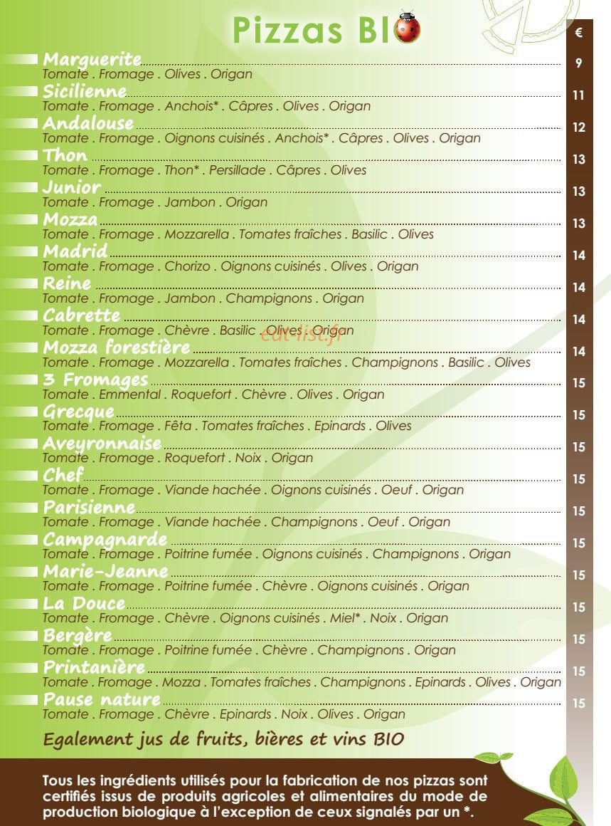 La pause nature — carte page 2