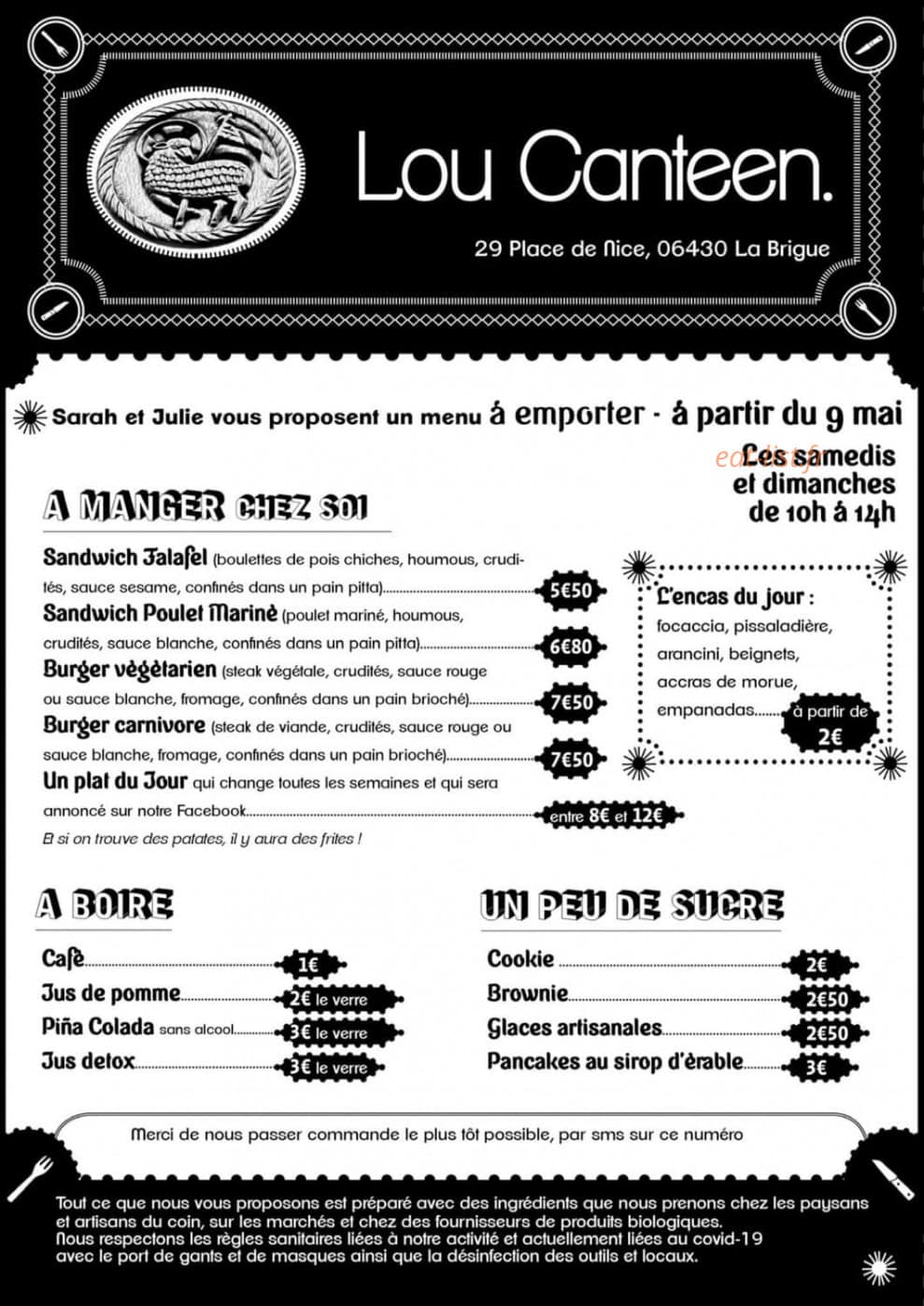Lou Canteen — carte page 1