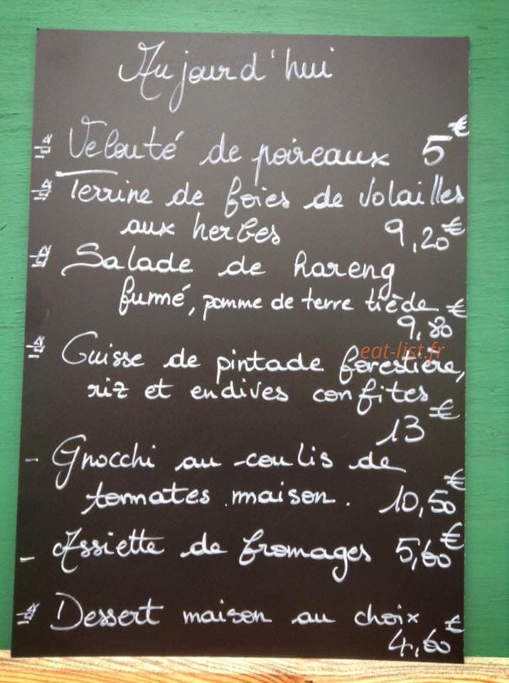 Auberge ste Marie Madeleine — carte page 1