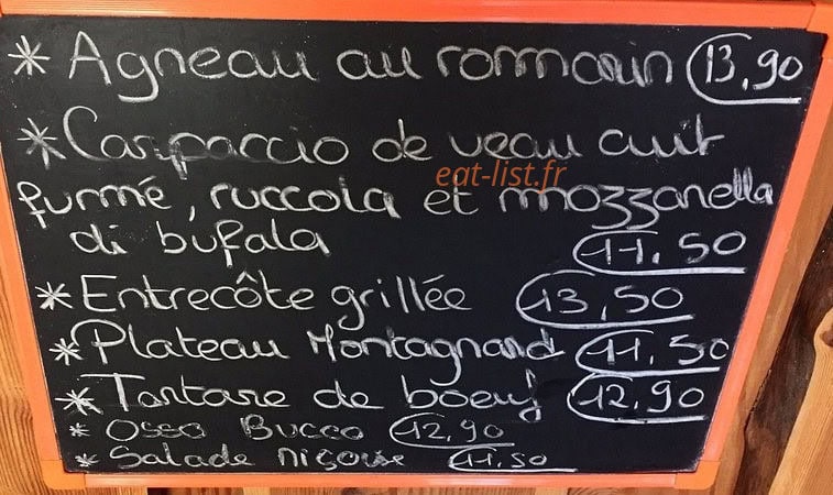 La Taverne — carte page 1