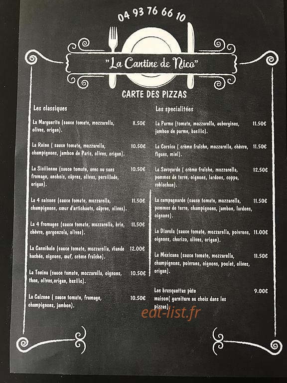 La Cantine de Nico — carte page 1