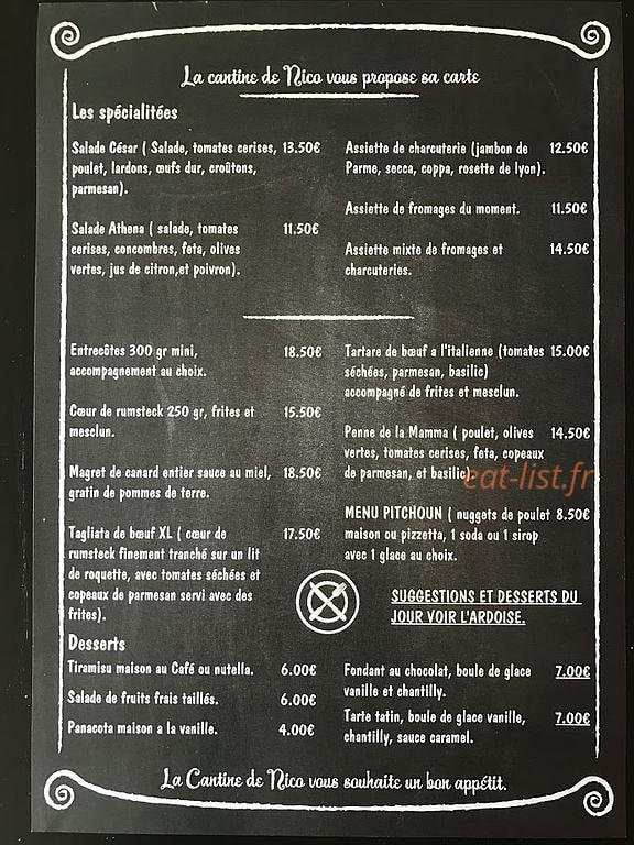 La Cantine de Nico — carte page 2