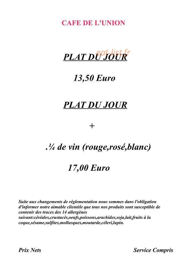 Café de l'Union — carte page 1