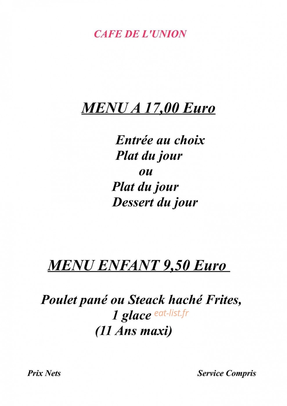 Café de l'Union — carte page 2