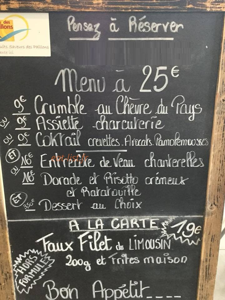 Le Bistrot des Sources — carte page 1
