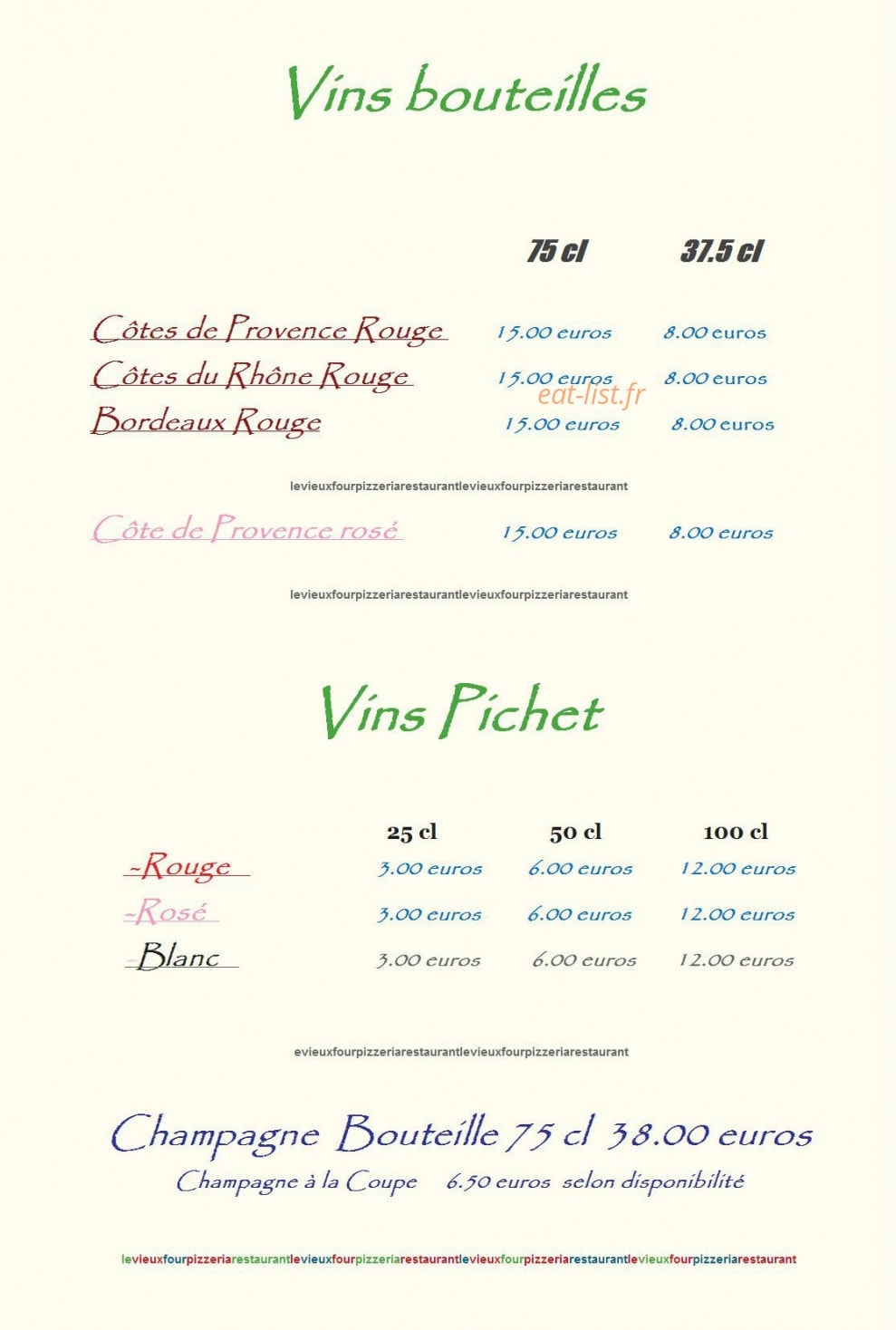 Le Vieux Four — carte page 8