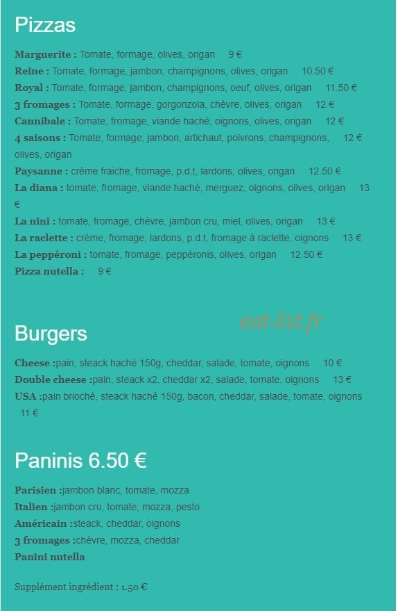Family Snack — carte page 1